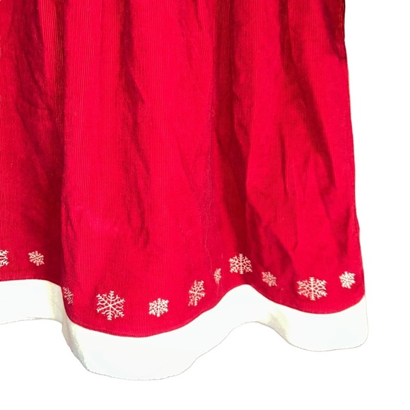 HANNA Andersson Red Christmas Holiday Santa Corduroy Snowflake Dress Size 6 /120 - Picture 3 of 5
